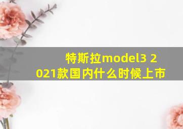 特斯拉model3 2021款国内什么时候上市